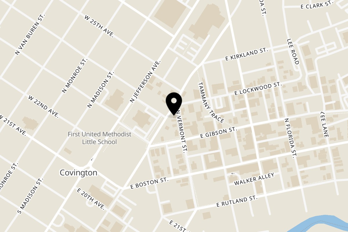 Map showing the location of Don Taco Village Street Mexican food on 400 N Theard St in Covington